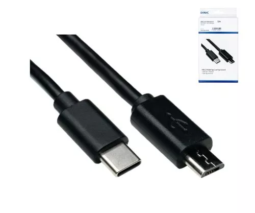 USB 3.1 C tipa - micro B kabelis, melns, kaste, 1m DINIC kaste